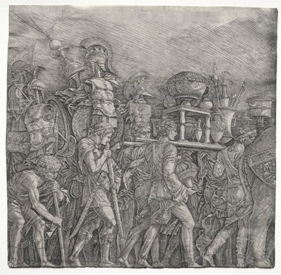 Caesarin voitot: Korseletin kantajat tekijältä school of Andrea Mantegna