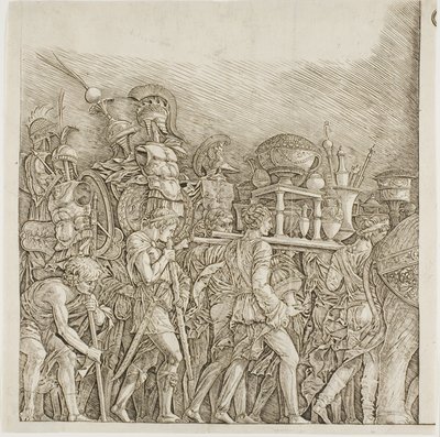 Caesarin voitto: Sotilaat, jotka kantavat palkintoja tekijältä school of Andrea Mantegna
