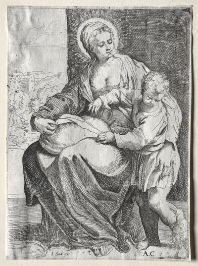Madonna valkoisen korpin kanssa tekijältä school of Annibale Carracci