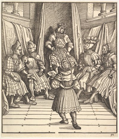 Kuvitus valkoisesta kuningas Der Weiß Königistä, 1400-1500-luvulta. tekijältä the Elder Hans Burgkmair