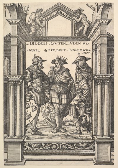 Kolme juutalaista sankaria, sarjasta Heroes and Heroines, 1516. tekijältä the Elder Hans Burgkmair