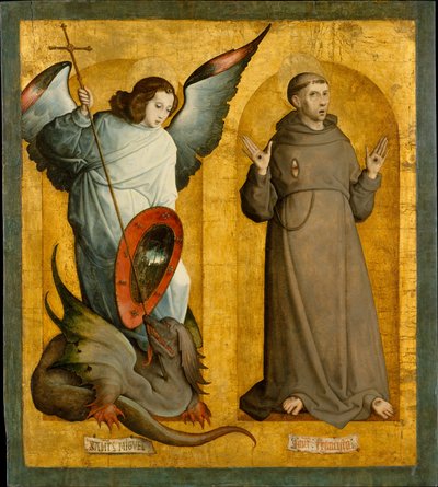 Pyhät Mikael ja Franciscus, n. 1505-9. tekijältä the Elder Juan de Flandes