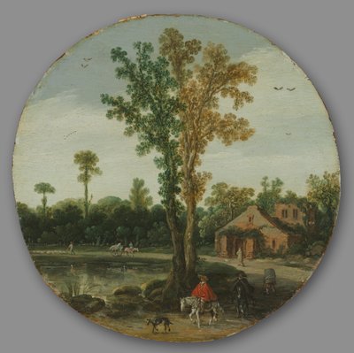 Matkustajat järven rannalla, 1625. tekijältä van de Velde Esaias
