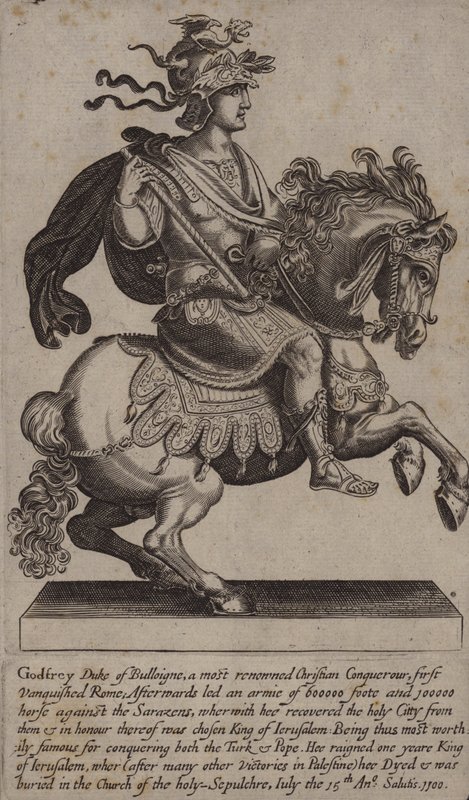 Godfrey of Bouillon, ranskalainen ritari, ristiretkelä ja Jerusalemin kuningas (kaiverrus) tekijältä (after) English School
