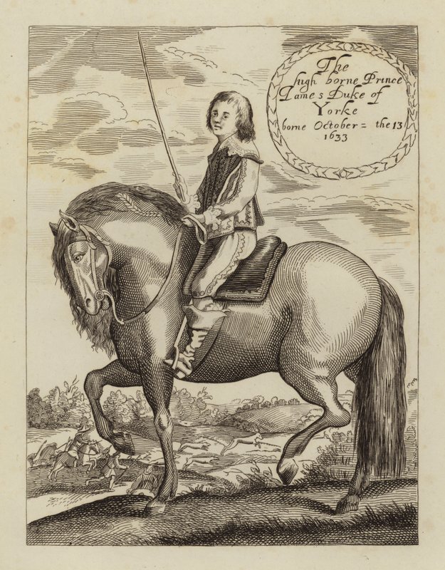 James II ja VII, Englannin, Skotlannin ja Irlannin kuningas, kun Yorkin herttua (etsaus) tekijältä (after) English School