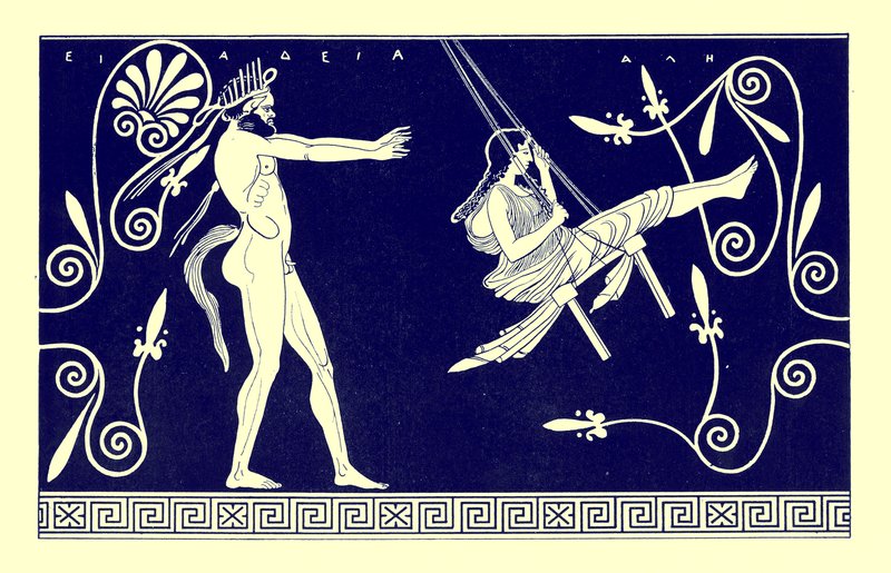 Hiljainen swingin neito, kuvitus J. E. Harrisonin ja D. S. MacCollin teoksesta "Greek Vase Paintings", julkaistu 1894 (digitaalisesti paranneltu kuva) tekijältä (after) English School