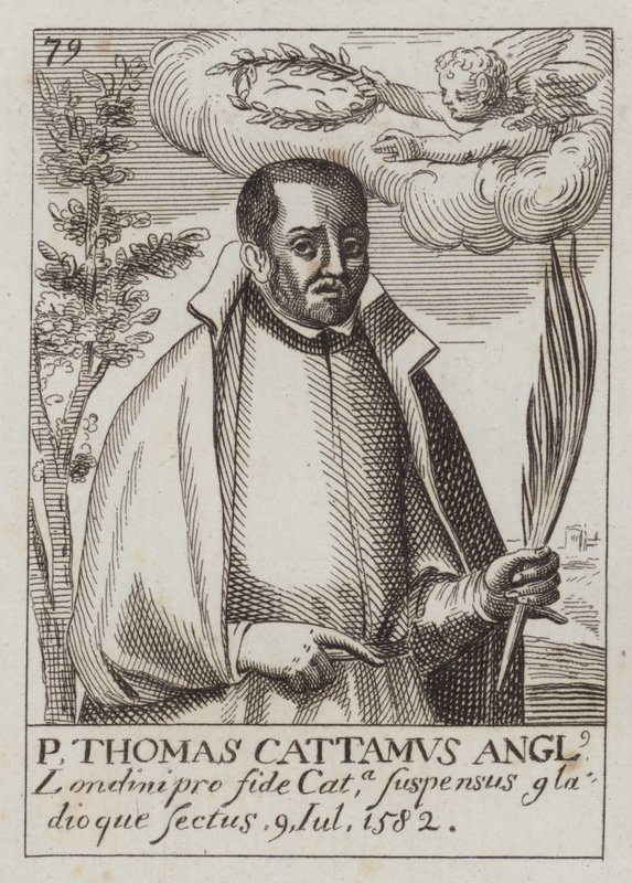 Thomas Cottam, englantilainen katolinen pappi ja marttyyri (kaiverrus) tekijältä (after) English School