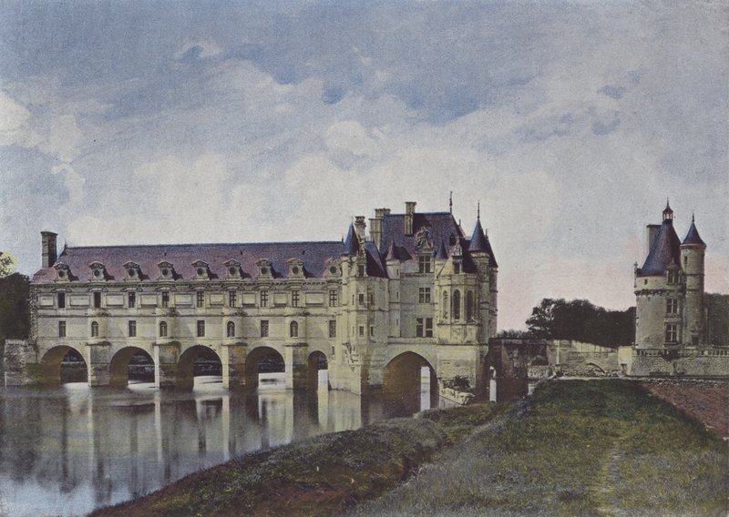 Chateau de Chenonceaux (värillinen valokuva) tekijältä (after) French Photographer