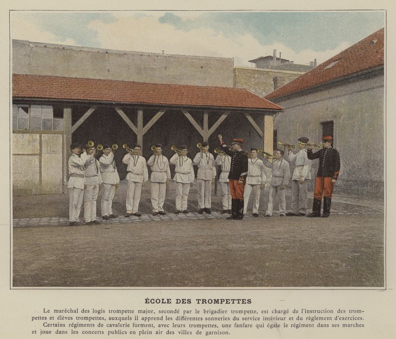 Trumpettien koulu (värillinen kuva) tekijältä (after) French Photographer