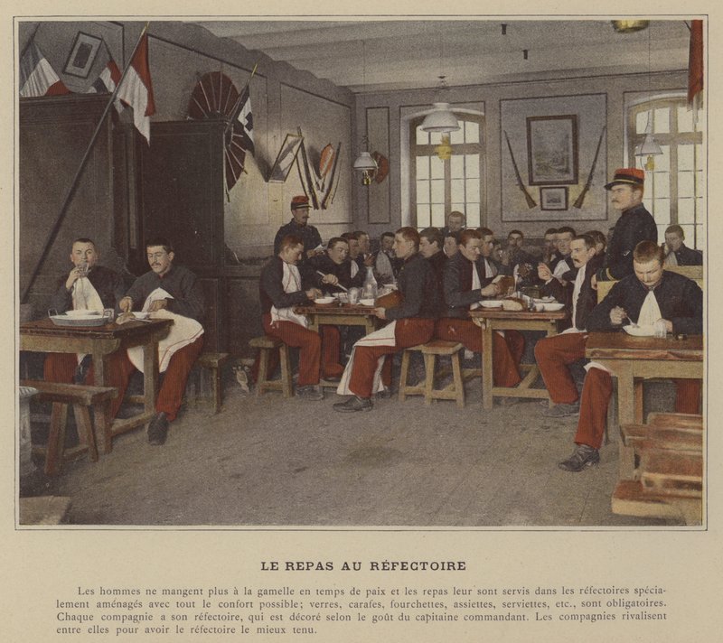 Ateria ruokasalissa (värillinen kuva) tekijältä (after) French Photographer