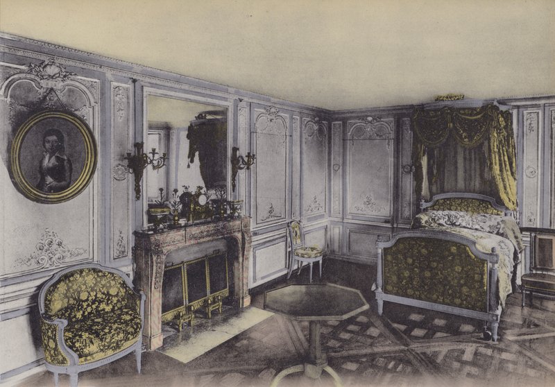 Petit Trianon, Chambre de Marie-Antoinette, Pikku Trianon, Marie-Antoinette Makuuhuone (värillinen valokuva) tekijältä (after) French Photographer