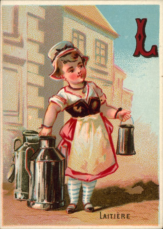 L for laitiere (maitotyöläinen) (chromolitho) tekijältä (after) French School