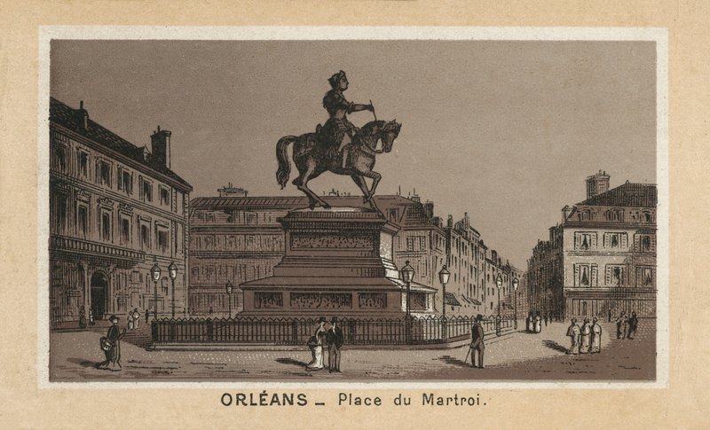 Orleans: Place du Martroi (litografia) tekijältä (after) French School