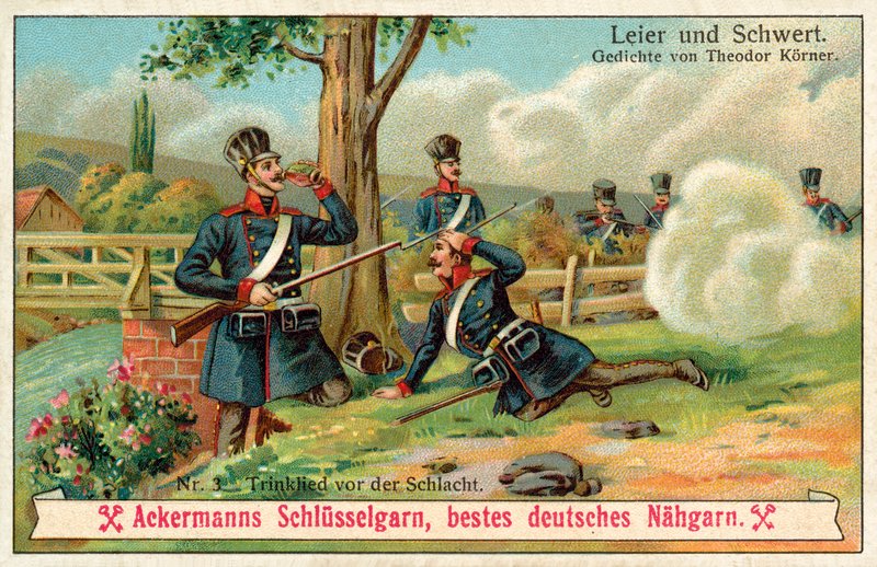 Juomalaulu ennen taistelua (chromolitho) tekijältä (after) German School