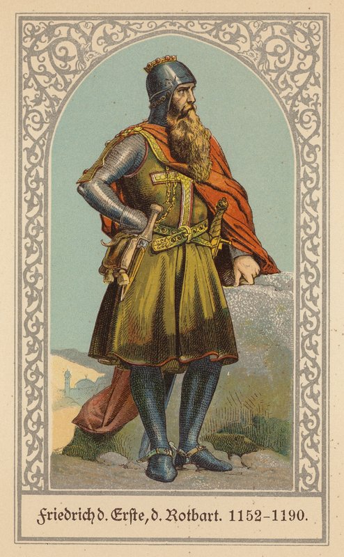 Fredrik Barbarossa, Pyhän saksalais-roomalaisen keisari (värilitografia) tekijältä (after) German School
