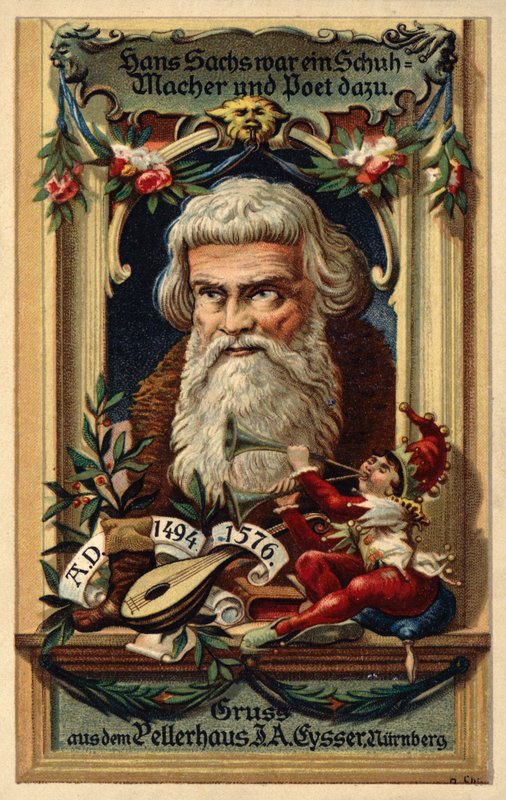 Hans Sachs (väri litho) tekijältä (after) German School