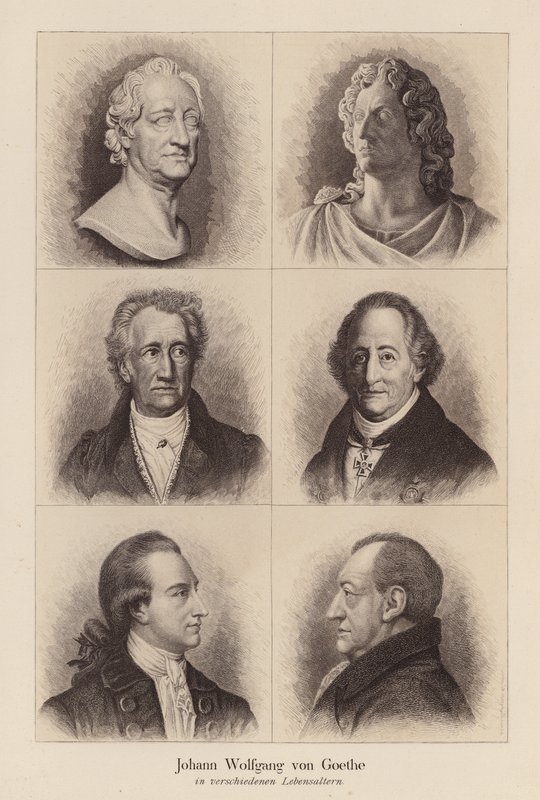 Johann Wolfgang von Goethe, saksalainen runoilija ja näytelmäkirjailija (litografia) tekijältä (after) German School