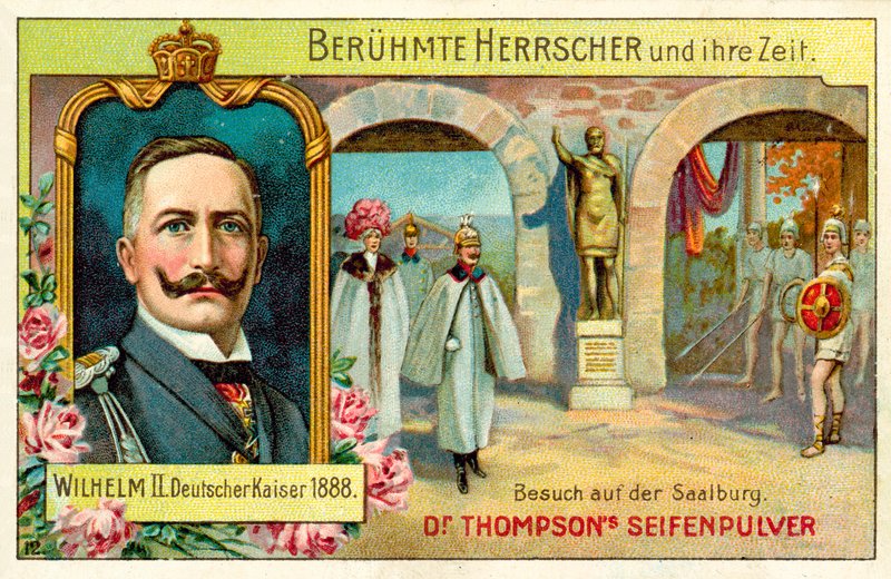 Keisari Wilhelm II vierailee Saalburgissa, Saksassa (chromolitho) tekijältä (after) German School
