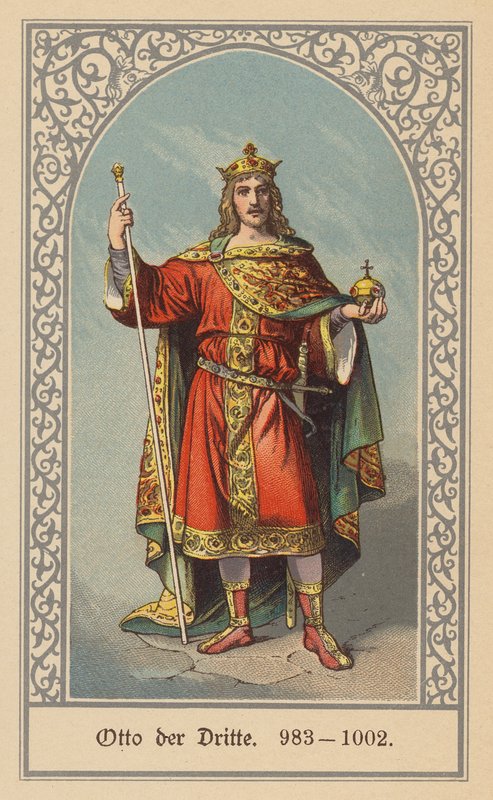 Otto III, Saksan ja Italian kuningas ja Pyhän saksalais-roomalaisen keisari (värilitografia) tekijältä (after) German School