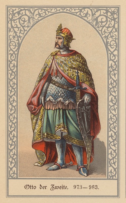 Otto II, Saksan ja Italian kuningas ja Pyhän saksalais-roomalaisen keisari (värilitografia) tekijältä (after) German School