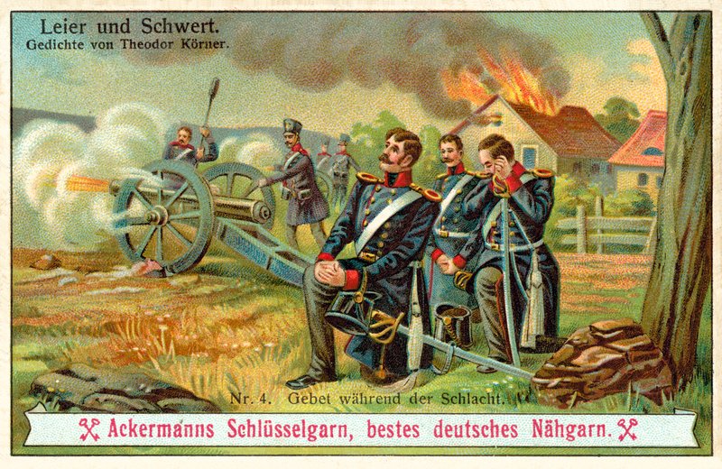 Rukous taistelun aikana (chromolitho) tekijältä (after) German School