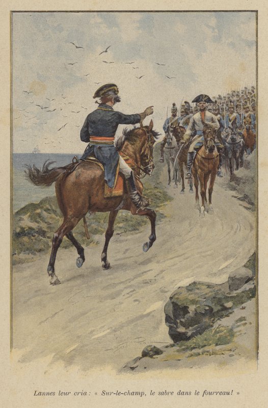Lannes huusi heille: "Tuppa miekka välittömästi!" (väri litho) tekijältä (after) Paris