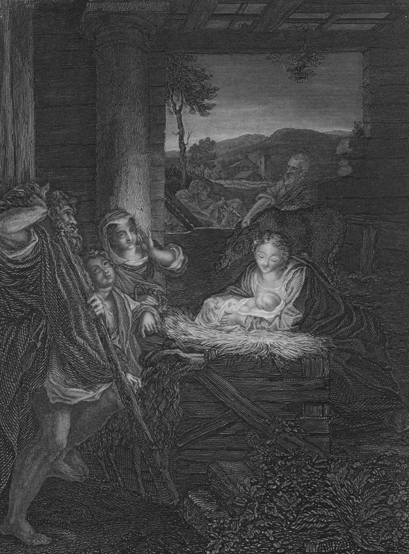 Syntymä (kaiverrus) tekijältä (c.1489 1534) (after) Correggio
