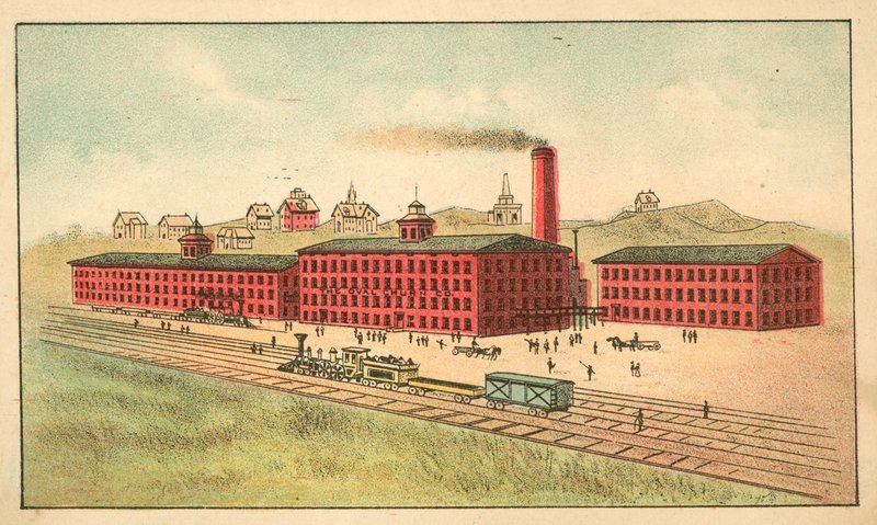 Rautatie Oval Churn Companyn tehtaan edessä tekijältä American School