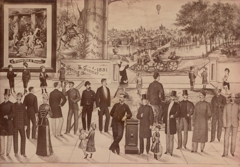 Kauppakortti Frank J Ramgelle, draperille ja räätälille, 1881 tekijältä American School
