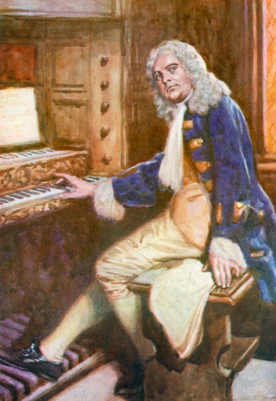 Händel, harjoittelemassa Halleluja-kuoroa tekijältä English School