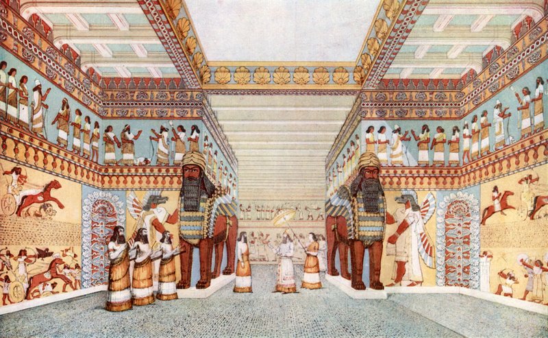 Assyrian kuninkaan palatsin loistokkuus ja juhlallisuus tekijältä English School