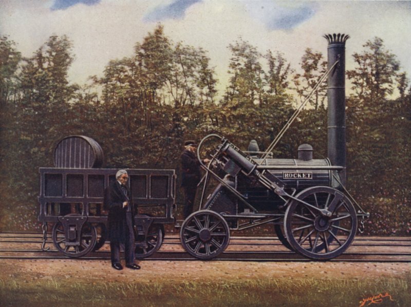 Raketti ja sen suunnittelija George Stephenson, British Railwaysin, Lontoon ja North Western Railwayn isä tekijältä English School