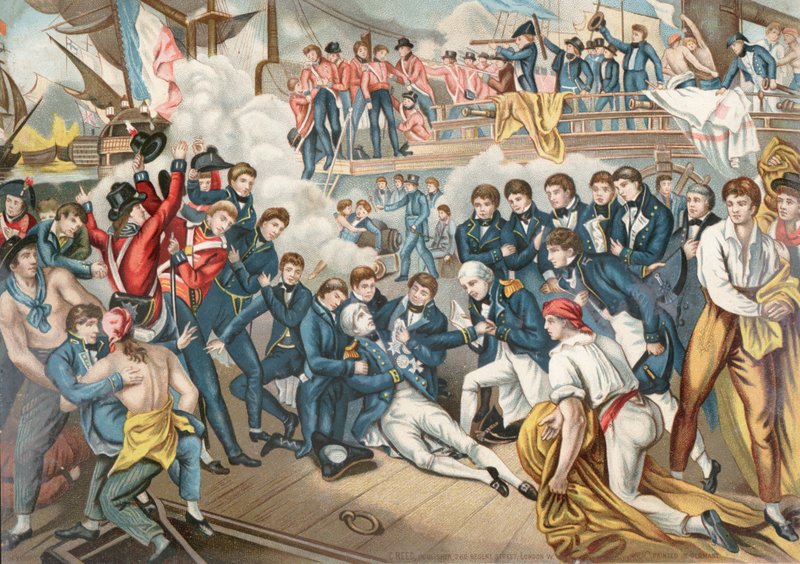 Admiral Lord Nelsonin kuolema Trafalgarin taistelussa tekijältä English School