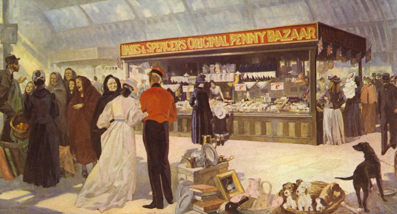 Alkuperäinen Open Penny Bazaar -tyyppinen kauppahalli, 1890 tekijältä English School