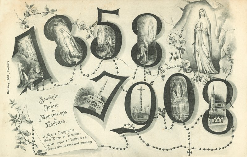 1858-1908, matkamuisto Lourdesin ilmestysten juhlasta tekijältä French School