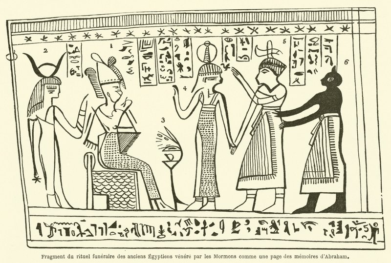 Fragmentti muinaisen egyptiläisen hautajaisrituaalista, jota mormonit kunnioittivat sivuna Abrahamin muistelmista tekijältä French School