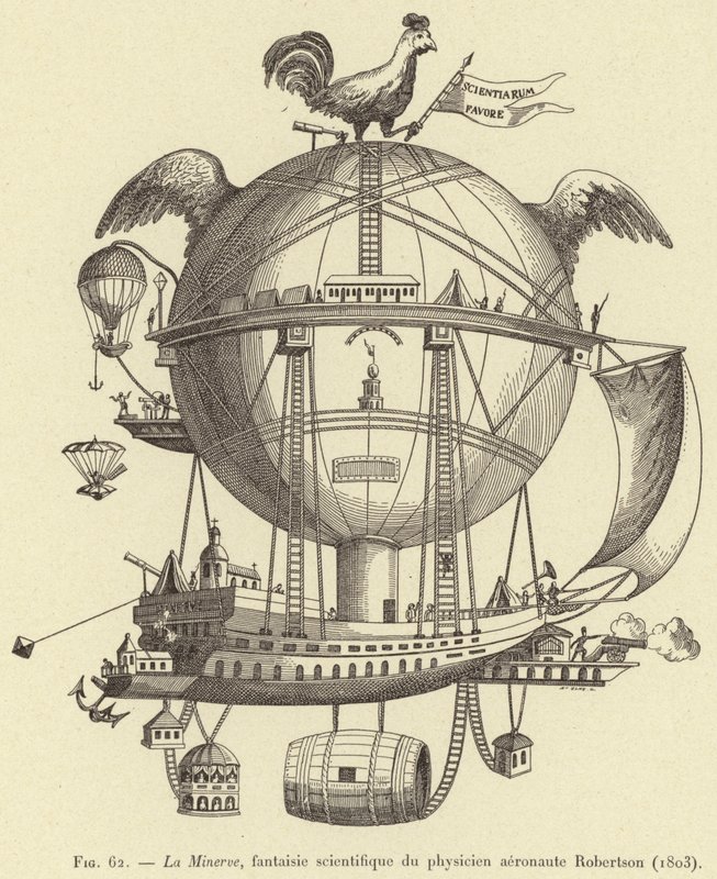 La Minerva, fyysikkoaeronauti Robertsonin tieteellinen fantasia (1803) tekijältä French School