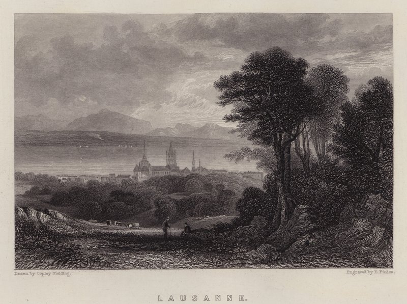 Lausanne (väri litho) tekijältä A.V. Copley (after) Fielding