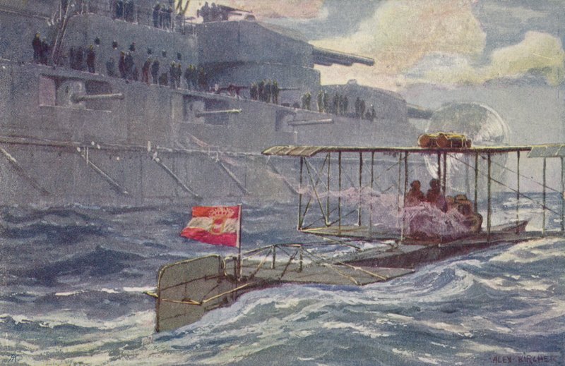 Itävalta-Unkarilainen vesilentokone ohitti taistelulaivan, ensimmäinen maailmansota, 1914-1918 tekijältä A. Kircher