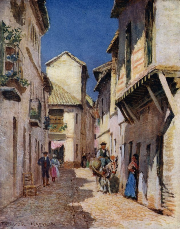 Cordova, A Street (väri litho) tekijältä A. Trevor Haddon
