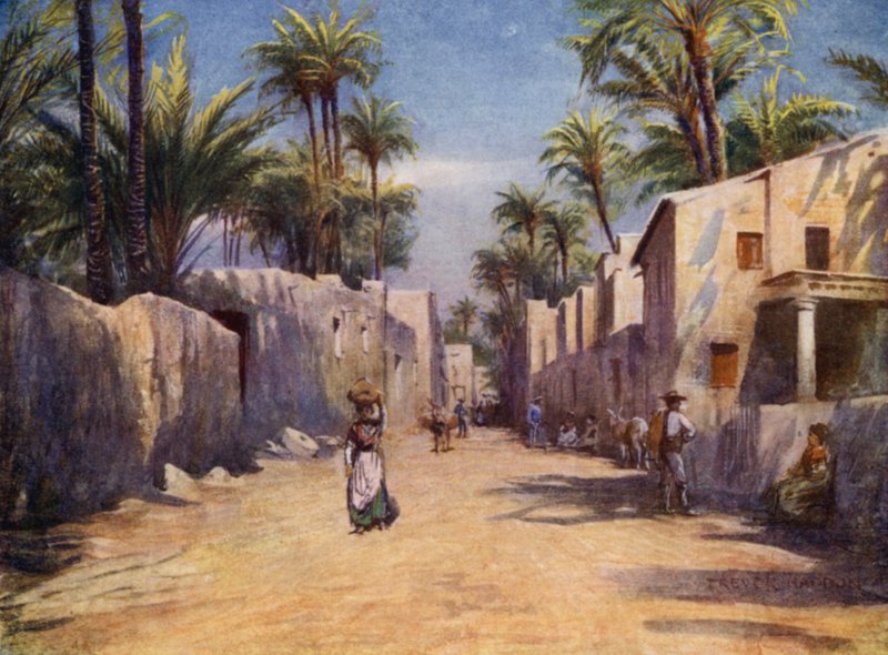 Elche, A Street (väri litho) tekijältä A. Trevor Haddon