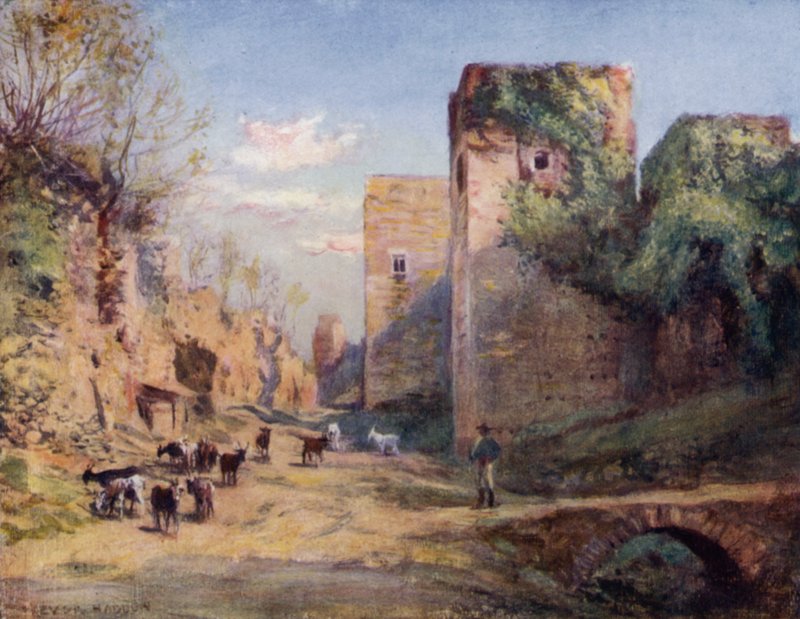 Granada, Towers of the Infantas (väri litho) tekijältä A. Trevor Haddon