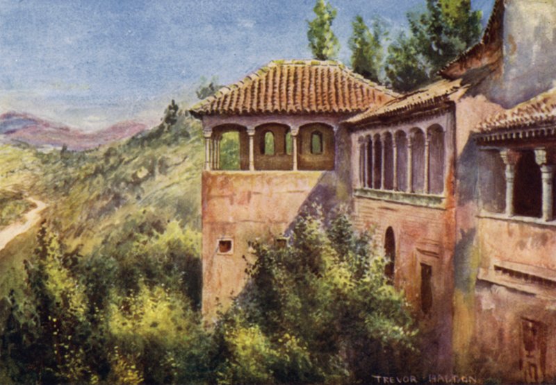 Alhambra, Kuningattaren buduaari (väri litho) tekijältä A. Trevor Haddon