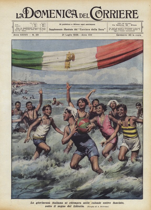 Italian nuoriso virkistyy fasistisissa kesäsiirtokunnissa Littorion merkin alla tekijältä Achille Beltrame