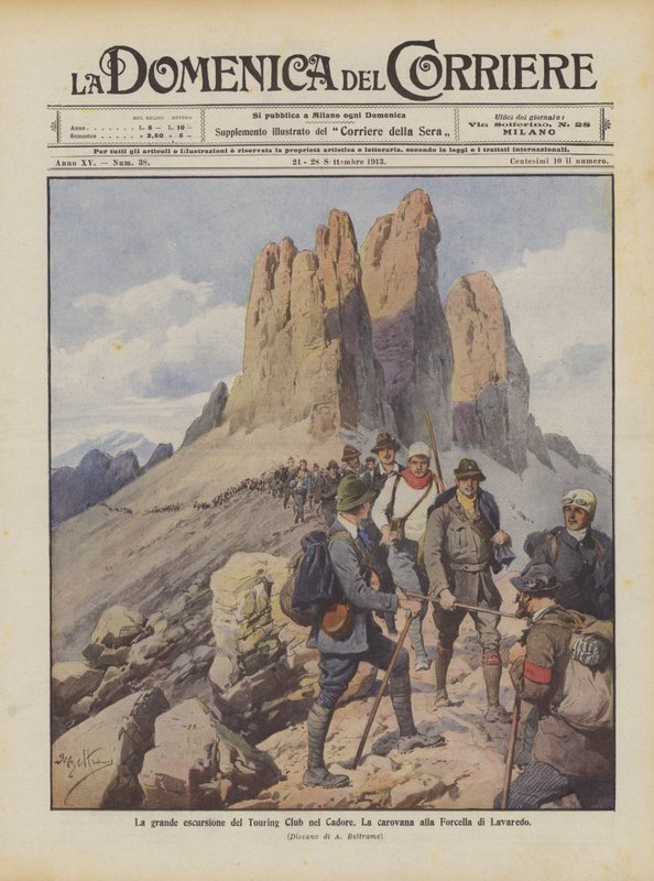 Touring Clubin hieno retki Cadoressa, karavaani Forcella di Lavaredoon tekijältä Achille Beltrame