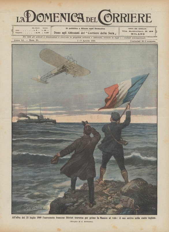 Aamunkoitteessa 25. heinäkuuta 1909 ranskalainen lentonautti Bleriot lensi ensimmäisenä Englannin kanaalissa? tekijältä Achille Beltrame