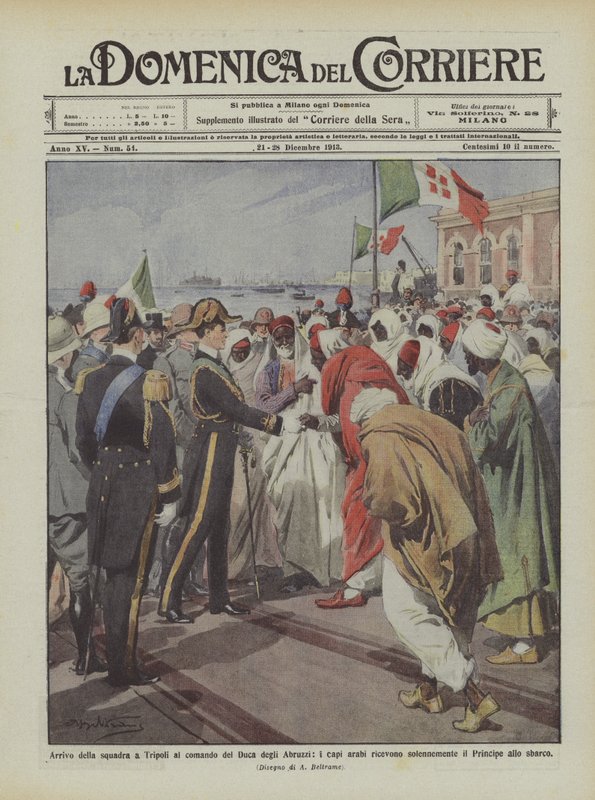 Saapuminen joukkue Tripoli komennossa herttua Abruzzi, arabien johtajat saavat? tekijältä Achille Beltrame