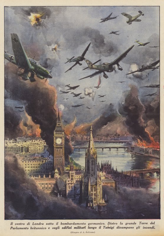 Lontoon keskusta germaanien pommitusten alla (Colour Litho) tekijältä Achille Beltrame