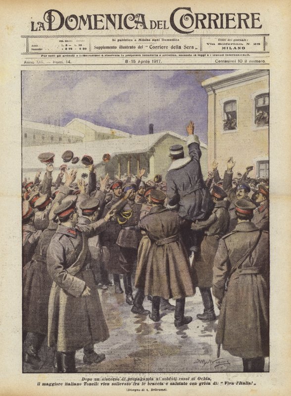 Propagandapuheen jälkeen Ochtan venäläisille sotilaille italialainen majuri Tonelli on tulossa? tekijältä Achille Beltrame