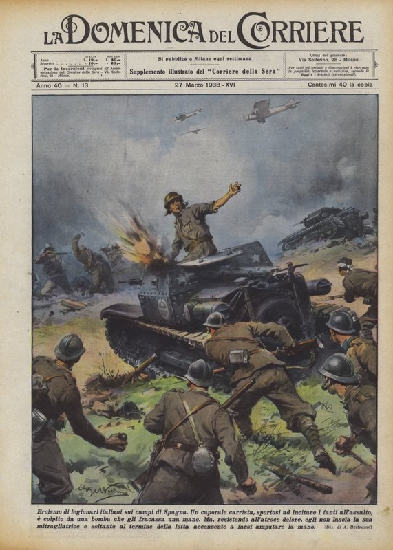 Italian legioonaarien sankarillisuus Espanjan pelloilla tekijältä Achille Beltrame